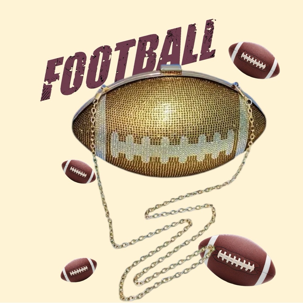 🆕 Sparkling Glitter Polka Dot Football Clutch - Evening Handbag - Gold